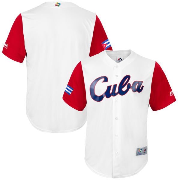 customized Men Cuba Baseball Majestic White 2017 World Baseball Classic Replica Team Jersey->->MLB Jersey